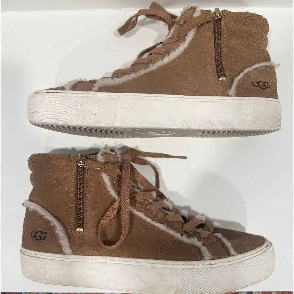 UGG Olli Heritage Sneaker Trainers Suede Sheepskin Fur Lined Boots Size 7 - Picture 4 of 5